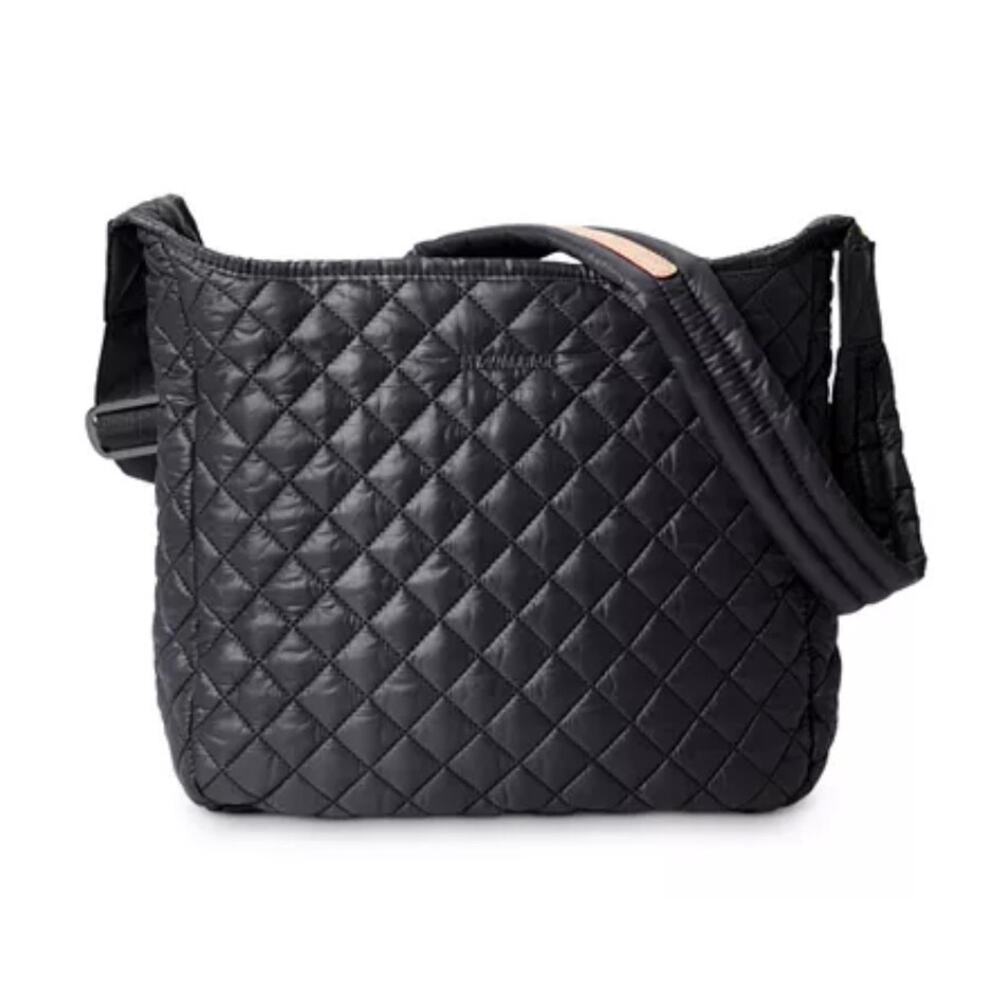 MZ Wallace Black Parker Deluxe Quilted Nylon Crossbody Padded Strap